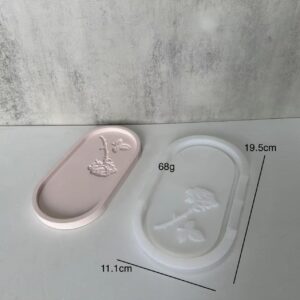 قالب سیلیکونی سینی بیضی با طرح گل رز برجسته