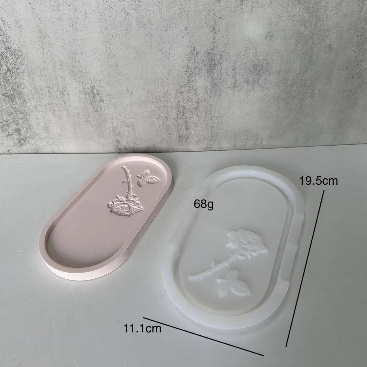 قالب سیلیکونی سینی بیضی با طرح گل رز برجسته